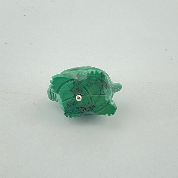 Turquoise Turtle Pendant Necklace, Handmade, Sterling Silver Rope Chain - Picture 5 of 14